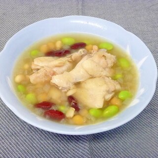 豆と手羽元のスープ